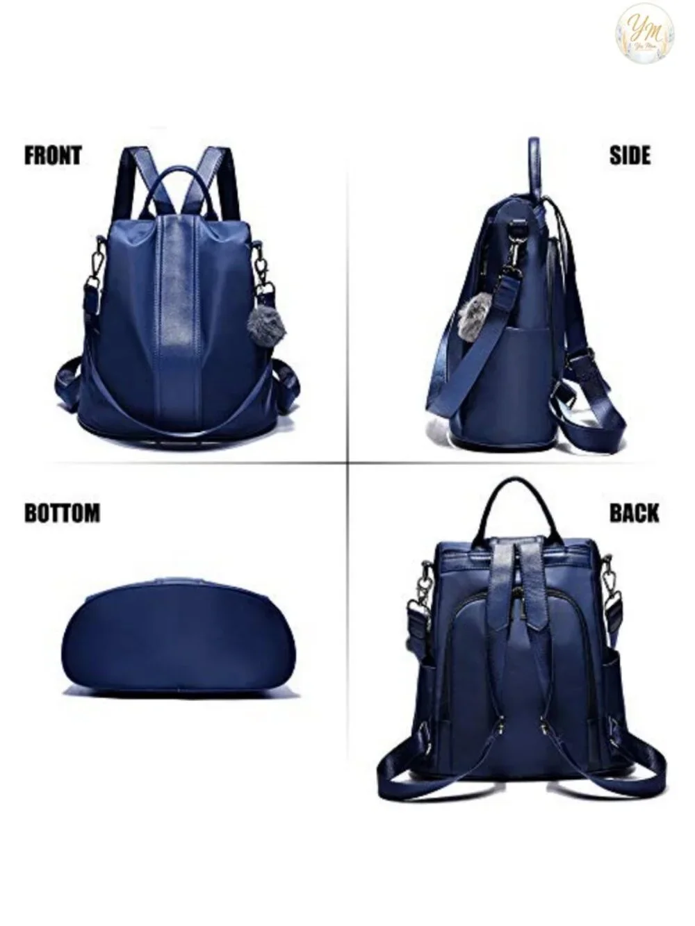 Women's Waterproof Nylon Anti-theft Travel Backpack Purse with Adjustable Straps